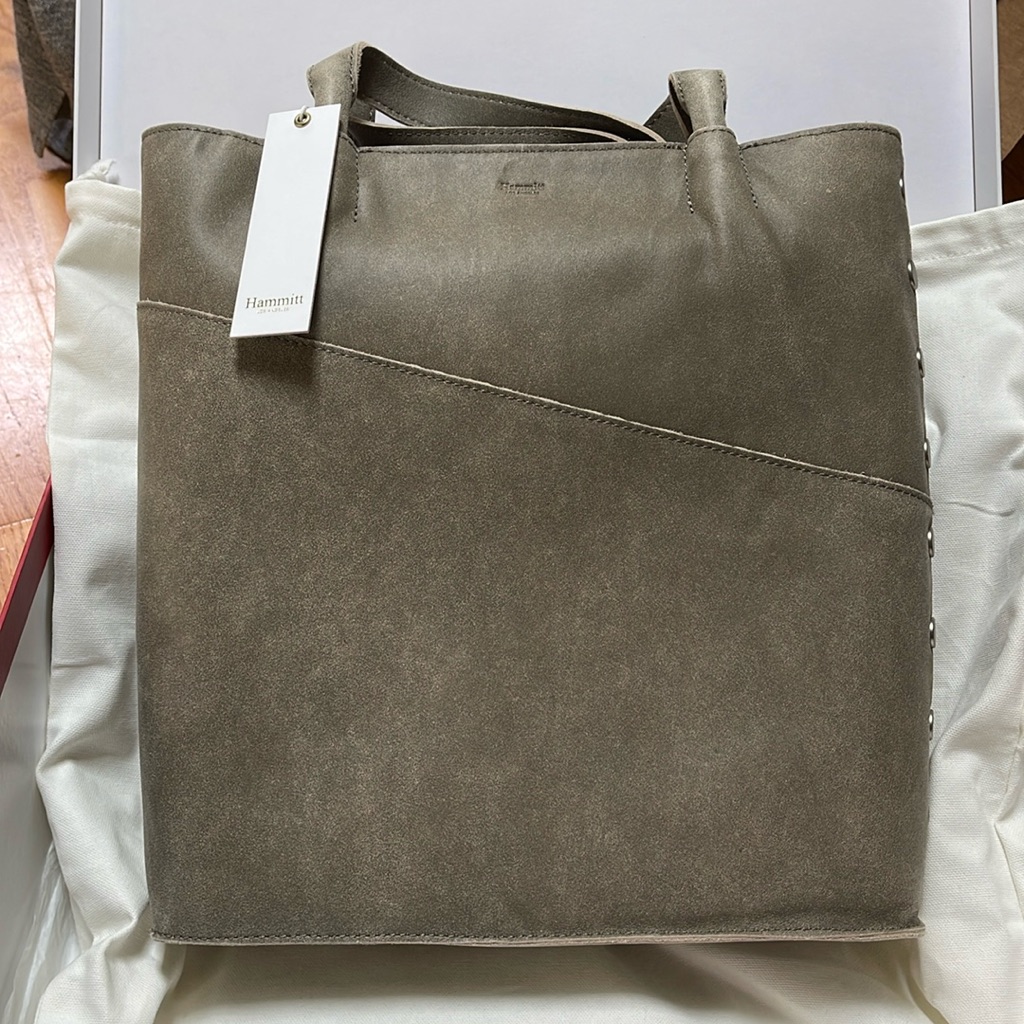 Nwt Hammitt Drew “Pewter” Crossbody - Gorgeous Grey Tan New Leather Silver Rivet